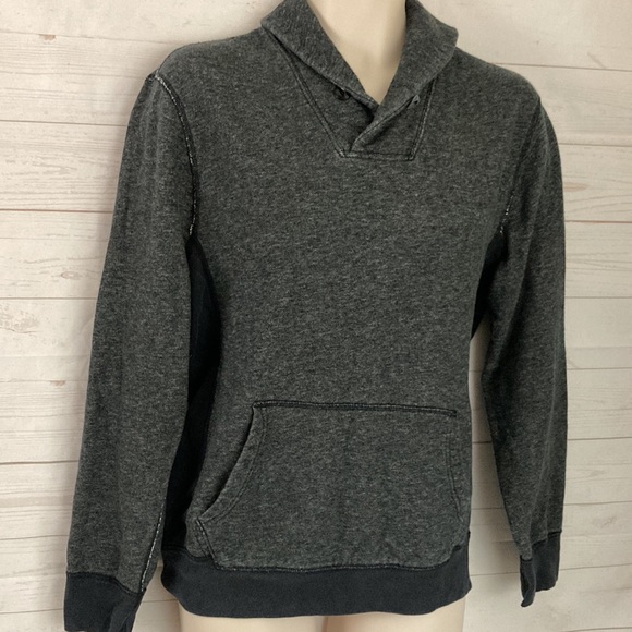 J.Crew Size S Vintage Fleece Charcoal Gray Mock Neck Pullover Sweatshirt - Picture 2 of 8